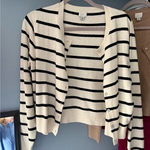a new day Black and Cream Striped Cardigan